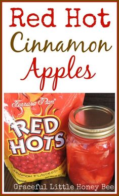 red hot cinnamon apples in a mason jar