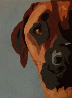 a painting of a dog's face is shown