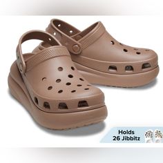 For A Fresh New Take On Your Favorite Clog, Look To The Classic Crush Clog. Featuring Added Height And A Bold Design, This Dynamic New Clog Offers Many Personalization Options, With Jibbitz Holes On The Upper And The Pivoting Backstrap. The Crocs Comfort You Love, Plus An Extra Dose Of Height, Attitude, And Style. Crush Clog Size: 9 Women / 7 Men Color: Latte Crush Clog Details: > Bold Styling And Added Height > Unique 2-Inch / 5.2cm Height, Measured From Floor To Heel Rest > Customizable With J Love Plus, Platform Clogs, Closed Toe Shoes, Size 10 Women, Clog Sandals, Women's Crocs, Round Toe Heels, Style Crush, Crocs Shoes