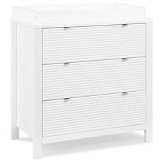 a white dresser with three drawers