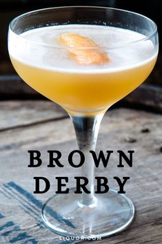 The Brown Derby is a bourbon classic cocktail named after the famous L.A. diner. This simple to make cocktail only calls for three ingredients, making it perfect for happy hour or any celebration. Drinks Made With Bourbon, Bourbon Based Cocktails, Brown Derby Cocktail, Simple Bourbon Cocktails, Bourbon Sidecar Cocktail, Prohibition Cocktails, Bourbon Drinks Recipes, Whiskey Drinks Recipes, Honey Drink