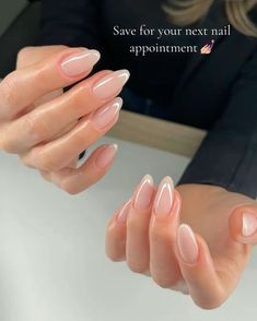 Simple Nails Minimalist, Shiny Neutral Nails, Medium Almond Nails Milky White, Natural Mid Length Nails, Acrylic Short Oval Nails, Opi Put It In Neutral Almond Nails, Natural Gel X Nails Almond, Light Pearl Nails, Neutral Chic Nails