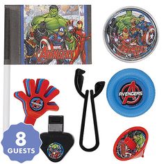 the avengers party supplies are ready to be used for children's birthdays and christmas gifts