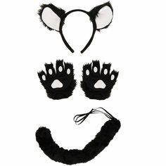 The Fun Costumes Deluxe Cat KitTransform yourself into a sweet black kitty or a black cat trickster when you get this deluxe cat accessory kit! When it comes to cat costume accessories, we're sure you want pieces that feature thick black faux and classic kitty cat style. We're happy to oblige, which is why our costume design team whipped up this quick and easy cat ears and tail set women will love. The cat ears headband has two plush ears attached over a plastic headband. This set also includes Halloween Cat Costume Accessories For Cosplay, Cat Design Costume Accessories For Halloween Cosplay, Halloween Cat Design Costume Accessories For Cosplay, Black Novelty Costumes For Costume Party, Black Novelty Costume For Costume Party, Black Cat Design Costume Accessories For Cosplay, Cat Ears Costume Accessories For Costume Party, Black Novelty Costume For Cosplay, Black Novelty Cosplay Costumes