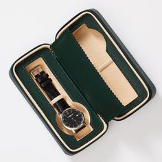 Your favorite watches deserve nothing less than luxury when traveling. Crafted from beautiful leather with contrast stitching and scratch-resistant velour lining to keep your watches safe and smudge-free. A thoughtful gift for the collector who loves to travel, you can add a classic monogram for a personal touch.    2 watch organizer: 7"l x 3.5"w x 2.5"d  4 watch organizer: 7.75"l x 6"w x 3.5"d  8 watch organizer: 9.25"w x 2.25"d x 7"h  Genuine leather with soft, scratch-resistant velour lining. Watch Safes, Watch Organizer, Watch Holder, Watch Storage, Classic Monogram, S Monogram, Men's Wear, Watch Box, Monogram Gifts