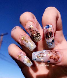 Cherub Nails Designs, Angel Nail Art, Saints Nails, Magical Nails, Nye Nails, Nails Rose, Angel Nails, Special Nails, Rose Nails