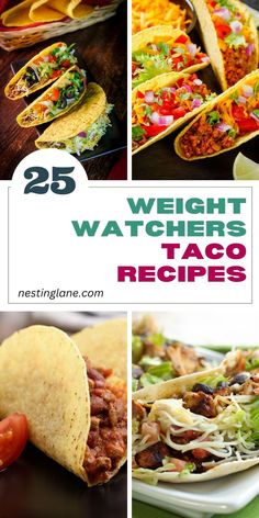 Graphic for Pinterest of 25 Best Weight Watchers Taco Recipes For Your Next Fiesta. Ww Tacos, Weight Watchers Tacos, Weight Watchers Sheet Pan Meals, Ww Mexican Recipes, Weight Watchers Taco Casserole, Weight Watchers Mexican Recipes, Weight Watchers Recipes, Weight Watchers Burrito Casserole, Cheesy Taco Soup Weight Watchers