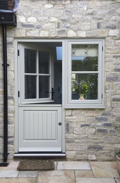 Stunning engineered timber stable door Jendela Vintage, Cottage Windows, Cottage Renovation, Front Doors With Windows