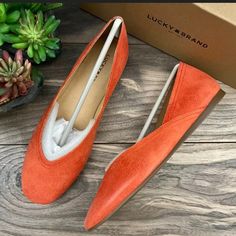 Cute Orange Lucky Brand Flats Brand New Never Worn Size 36 5.5m =See Pictures Spring Suede Low-top Flats, Spring Low-top Suede Flats, Orange Slip-on Flats For Spring, Everyday Low-top Flats For Spring, Lucky Brand Shoes, Shoes Brand, Flat Color, Brand Shoes, Shoe Brands