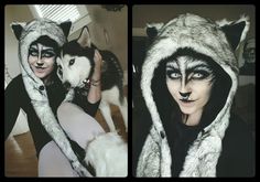 Women Wolf Costume, Halloween Wolf Costume Women, She Wolf Makeup Halloween, White Out Contacts, Husky Costume, Female Ware Wolf Costume, Macabre Halloween