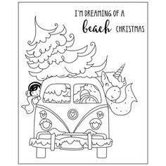 a black and white drawing of a vw bus with the words, i'm dreaming