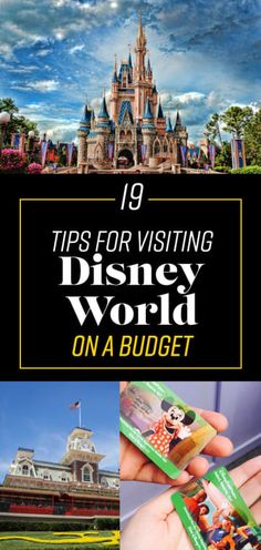 the disney world with text overlaying it that reads tips for visiting disney world on a budget