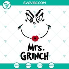 mrs grin face with red lips and the word mr grin on it's side