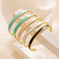 Fashion Bangle Jewelry for Women Thin Colorful Enamel Luxury 18k Gold Couple Cuff Bangles Inoxidable Bangle Jewelry, Bangles Style, Bangles Jewelry, Cuff Bangles, Jewelry For Women, Stainless Steel Bracelet, 50 %, 18k Gold, Bangles