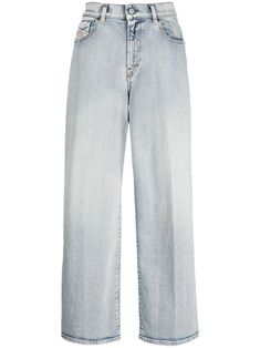 light blue cotton blend cropped wide leg front button and zip fastening classic five pockets belt loops Diesel Pants, Diesel Clothing, Mother Clothing, Dressy Hats, Cropped Wide Leg Jeans, Cute Pants, Love Jeans, Men Fashion Casual Outfits, Korean Outfits