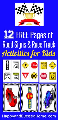 road signs and race track activities for kids