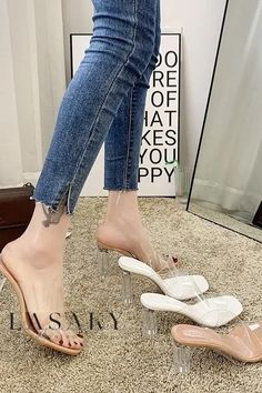 Lasaky - Elegant and Contemporary Transparent Crystal Sandal Stiletto Heels for a Refreshing Sensation Transparent Sandals, Beige High Heels, Sandals High Heels, Crystal Sandals, Men Fashion Casual Outfits, Fashion Sandals, Party Shoes, Sandals Summer, High Heel Sandals