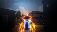 an animated image of a man in a mexican hat with fire coming out of his chest