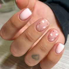 Simple Gel Nails Valentines, Valentine’s Day Nails On Natural Nails, Cute Valentines Day Nails Acrylic Simple, February Biab Nails, Simple Valentines Day Nails Acrylic Short, Gray And Pink Valentine Nails, Pink V Day Nails, Gel Polish Valentine Nails, Very Short Valentines Nails