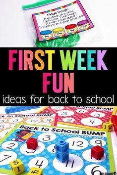 the first week fun idea for back to school with legos and letters on it