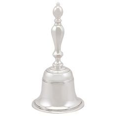 a silver bell on a white background