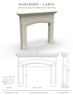 an architectural drawing of a fireplace and mantle