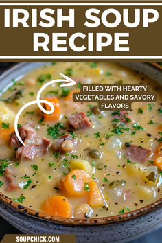 Irish Soup Recipe Irish Wedding Soup, Irish Parliament Bean Soup, Leak Soup Crockpot, Crazy Soup Recipes, Soup Lovers Recipes, Irish Colcannon Soup, Medieval Soup Recipes, Brat Soup Recipes, Hearty Stews And Soups