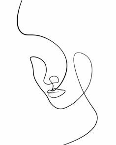 a black and white line drawing of a woman's face with her eyes closed