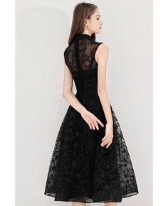 Shop Retro Black Lace Tea Length Party Dress Sleeveless With High Neck online. All instock with free shipping. Pro since 2009. Black Cocktail Dress Midi, Elegant Sleeveless Midi Dress For Banquet, Chic Sleeveless Dress For Banquet, Elegant Sleeveless Floral Party Dress, Fitted Sleeveless Evening Dress For Formal Events, Sleeveless Fitted Evening Dress For Formal Occasions, Fitted Sleeveless Formal Evening Dress, Sleeveless Fitted Formal Evening Dress, Elegant Fitted Sleeveless Backless Dress