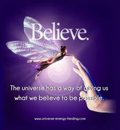 a hand holding a fairy on top of a purple background with the words believe above it