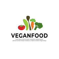 the logo for veganfood is shown with broccoli, carrots and tomatoes