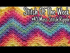 a crocheted dishcloth with the words stitch of the week 4 moss stitch ripple