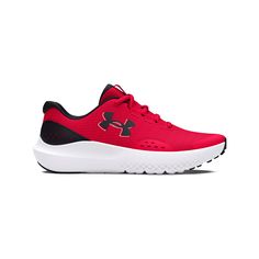 These Under Armour Grade School UA Surge 4 Kids' running shoes are a wardrobe must-have. Click this FOOTWEAR GUIDE to find the perfect fit and more! TECHNOLOGIES & FEATURES Lightweight and breathable TPU heel overlay for added durability and support Lace-up closure for a secure fitDETAILS Mesh, TPU upper Fabric lining EVA midsole and footbed Rubber outsole Round toe Lace-up closure Spot clean Imported Color: Red Black Black. Gender: male. Under Armour Low-top Running Shoes With Rubber Sole, Sporty Under Armour Walking Shoes For Jogging, Sporty Under Armour Walking Shoes For Running, Under Armour Low-top Running Shoes For Sports, Under Armour Lace-up Running Shoes For Errands, Sporty Under Armour Running Shoes For Jogging, Red Athleisure Running Shoes With Rubber Sole, Sporty Red Walking Shoes With Cushioned Footbed, Under Armour Low-top Athletic Running Shoes