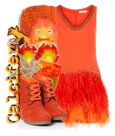 an orange dress and boots are featured in this fashion ad for the sesame kids's movie