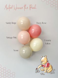 some balloons are arranged on top of each other with the names in english and french