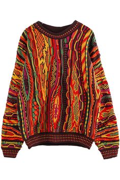 Retro Style Lava Red Coogi Sweater Unisex Hippie Knit Sweater, Funky Knit Sweaters, Retro Red Cotton Sweater, Colorful Crew Neck Sweater For Winter, Vibrant Red Tops For Fall, Vibrant Red Top For Fall, Multicolor Graphic Print Sweater For Fall, Red Graphic Print Crew Neck Sweater, Red Crew Neck Sweater With Graphic Print