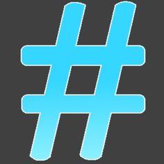 the hash icon is shown in blue on a dark background with white letters that spell out,