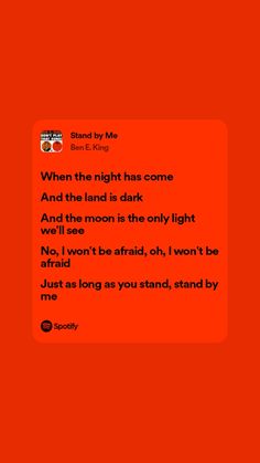 an orange text message with the words'when the night has come and the land is dark and the moon is the only light we will see i don't be afraid,