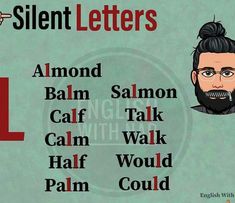 an image of a man with a beard and some words in front of him that say silent letters