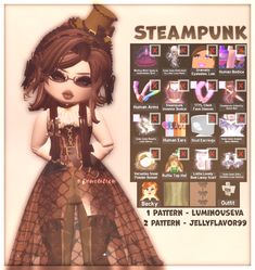 an image of a woman in steampunk clothes and accessories for the doll maker