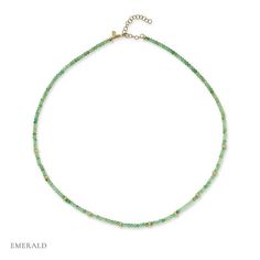 Crafted with natural stones and three 14k gold rondelles strung on a coated wire for maximum durability.    - emerald weight: 22.47 carats  - bracelet length: beaded portion is 6” plus 1” of adjustable chain  - set on a coated wire for maximum durability  - finished with a lobster clasp    made by ef collection los angeles women owned Emerald Bead Necklace, Emerald Bead, Lobster Clasp, Natural Stones, Choker Necklace, Emerald, Gold Necklace, Beaded Necklace, Angeles