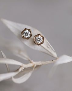 Hexagon Diamond Studs | Handmade in Nashville | Consider the Wldflwrs Everyday Diamond Earrings, Antique Diamond Earrings, Wedding Gift For The Bride, Diamond Studs Earrings, Beautiful Jewelry Diamonds, Everyday Earrings Studs, Diamond Earrings Design, Gift For The Bride, Hexagon Diamond