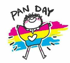 a drawing of a man holding a heart with the words pan day written on it