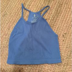 Nwot, Color Not Online Right Now Light Blue Seamless Tank Top, Blue Seamless Crop Top For Loungewear, Blue Tank Top For Yoga In Summer, Blue Stretch Tank Top For Loungewear, Blue Crop Top Tank Top For Beach, Blue Cropped Crop Top For Loungewear, Blue Cropped Top For Loungewear, Blue Sleeveless Crop Top For Yoga, Blue Crop Top For Yoga