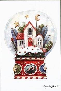 a snow globe with a house in it