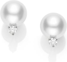 Mikimoto Pearl & Diamond Stud Earrings | Nordstrom Tiffany Pearl Earrings, Tiffany Pearl, Tiffany Pearls, Pearl Necklace Designs, Mikimoto Pearls, Jewelry Post, Pearl And Diamond Earrings, Pearl Earring, Diamond Drop Earrings