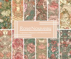 the rose nouveau pattern is shown in different colors