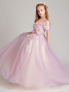 Flower Girl Dresses Blush Pink Off The Shoulder Applique Back Illusion Floor Length Kids Pageant Dresses - Milanoo.com Fitted Off-shoulder Dress For Pageants, Fitted Off-shoulder Dress For Pageant, Purple Summer Pageant Dress, Summer Purple Pageant Dress, Summer Pageant Purple Dress, Pink Summer Pageant Gown, Pink Summer Gown For Pageant, Pink Off-shoulder Gown For Spring, Princess Dresses Kids Ball Gowns