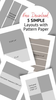 the 5 simple layouts with pattern paper for photoshopping and texturing are shown