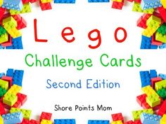 the lego challenge card is in front of a white background with colorful blocks on it